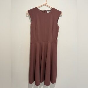 MM LaFleur mauve brown wool cap sleeve dress wedding cocktail size 6